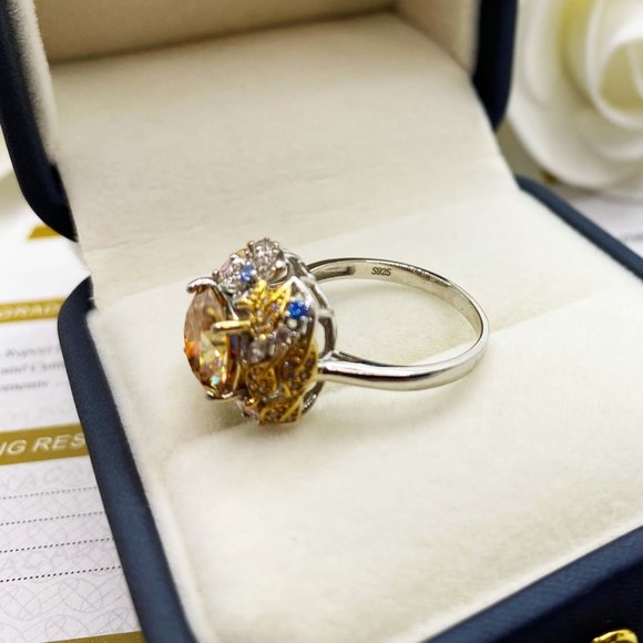 3 Carat 9mm Yellow Moissanite Fancy ring- Luxury ring D-FL - Picture 4 of 6